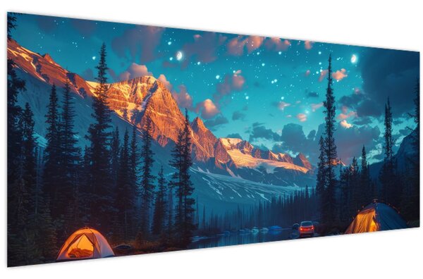 Tablou - Camping în munți (120x50 cm)