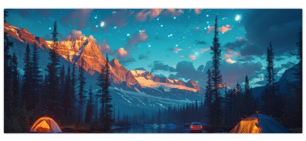 Tablou - Camping în munți (120x50 cm)