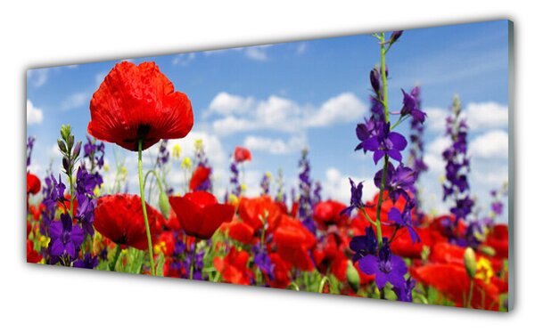 Tablou pe sticla Flori Floral Roșu Violet