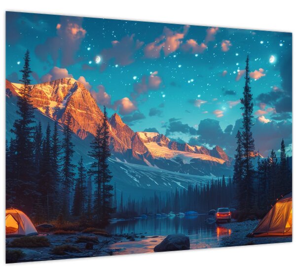 Tablou - Camping în munți (70x50 cm)