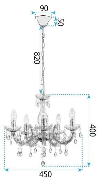 Lampă suspendată EBT004-5CP TRANSPARENT