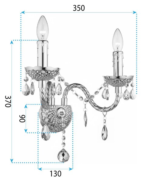 Lampa de perete EBT017-2W Transparent
