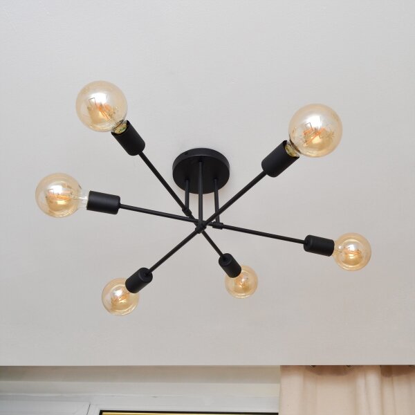 LED Lustră aplicată CAMBRIDGE 6xE27/8W/230V neagră