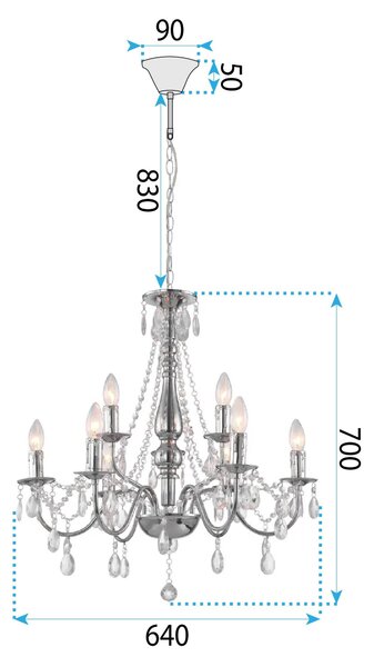Lampă suspendată EBT016-9CP CHROME