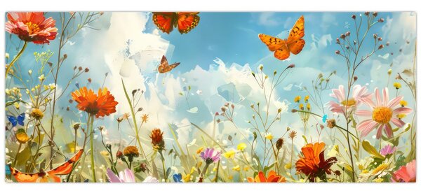 Tablou - Fluturi pe pajiștea de vară (120x50 cm)