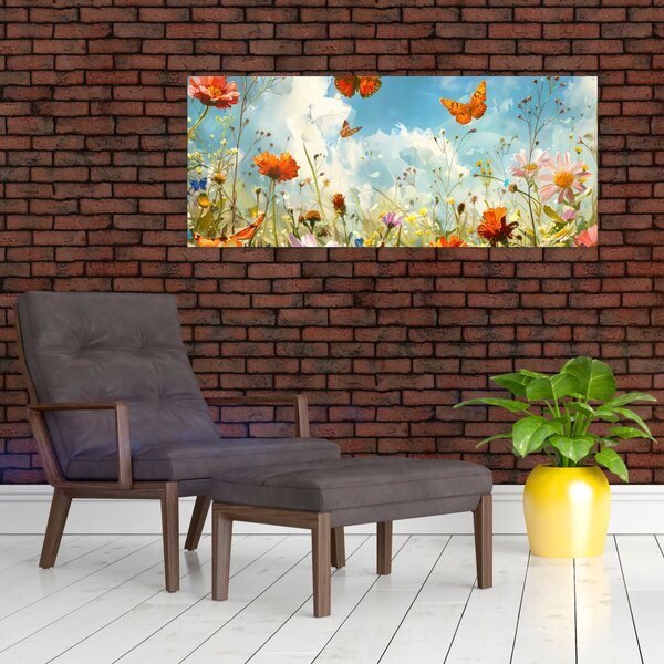 Tablou - Fluturi pe pajiștea de vară (120x50 cm)