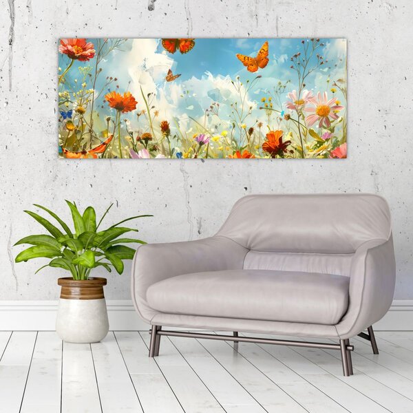 Tablou - Fluturi pe pajiștea de vară (120x50 cm)