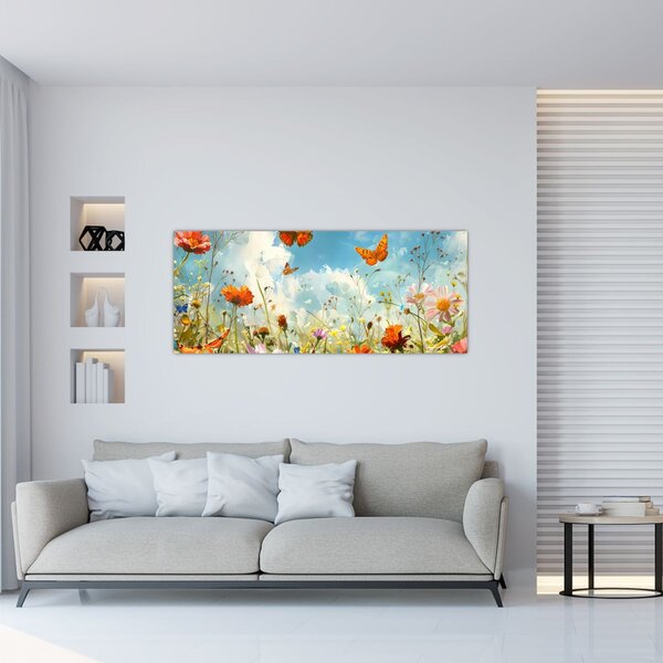 Tablou - Fluturi pe pajiștea de vară (120x50 cm)