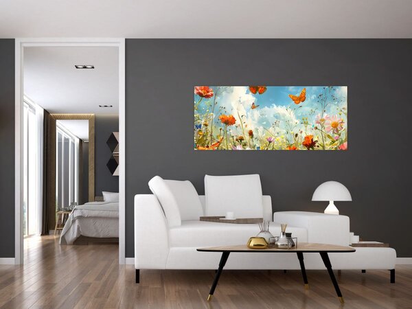 Tablou - Fluturi pe pajiștea de vară (120x50 cm)