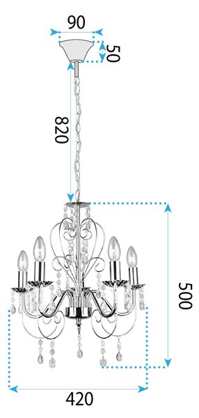 Lampă suspendată EBT010-5CP BLACK