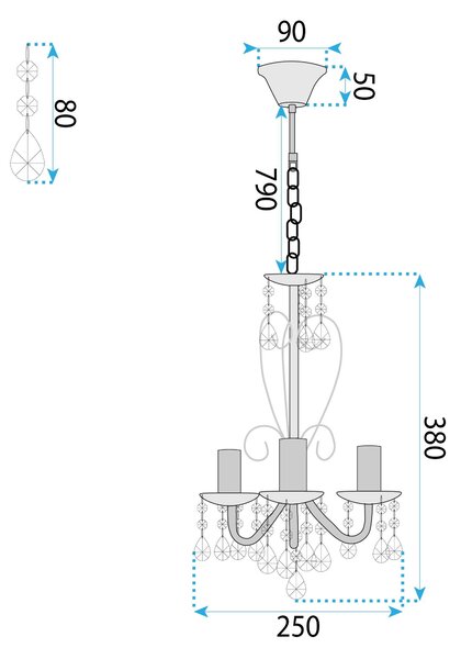 Lampă suspendată EBT011-3CP CHROME