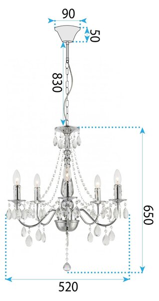Lampă suspendată EBT014-5CP CHROME