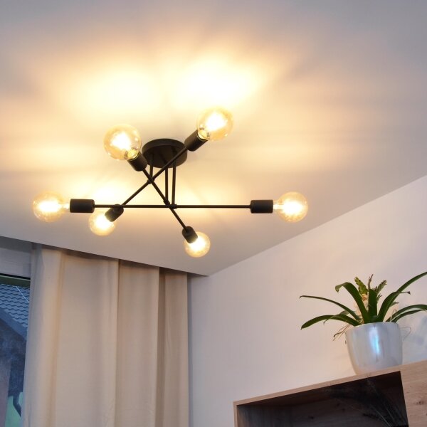LED Lustră aplicată CAMBRIDGE 6xE27/8W/230V neagră