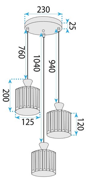 Lampă suspendată EBT025-3CP BLACK