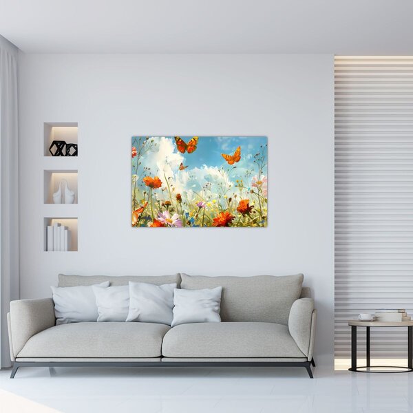 Tablou - Fluturi pe pajiștea de vară (90x60 cm)