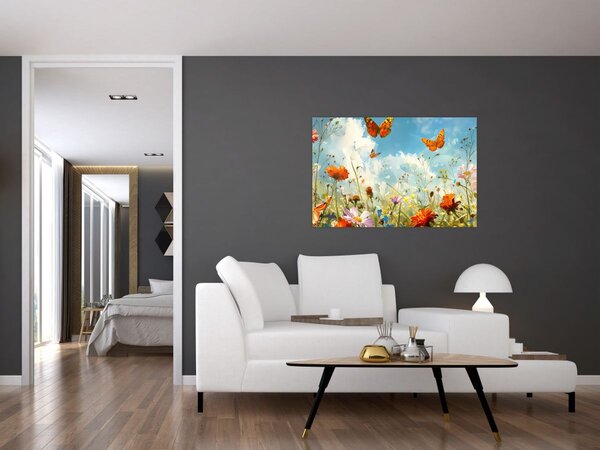 Tablou - Fluturi pe pajiștea de vară (90x60 cm)