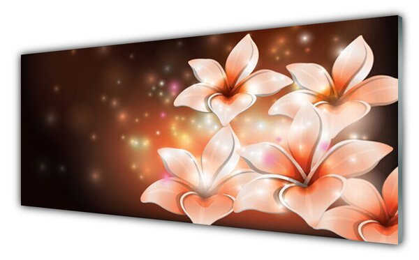 Panou sticla bucatarie Flori Floral Alb Galben Negru
