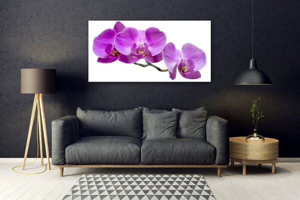 Tablou pe sticla Flori roz Floral