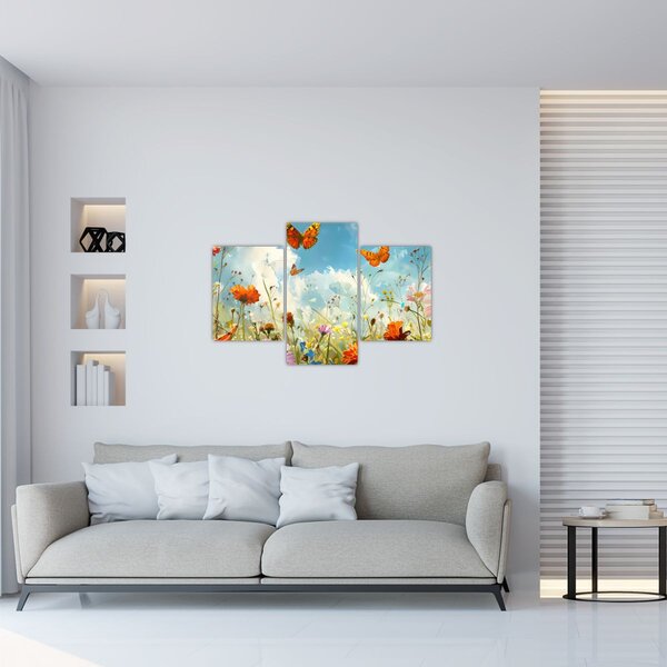 Tablou - Fluturi pe pajiștea de vară (90x60 cm)