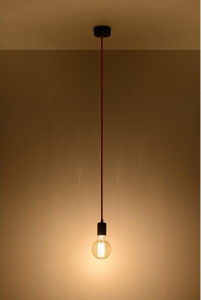 Lustră pe cablu EDISON 1xE27/60W/230V roșie-neagră