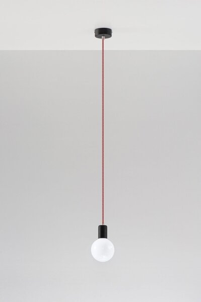 Lustră pe cablu EDISON 1xE27/60W/230V roșie-neagră