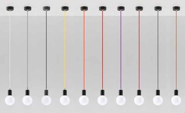 Lustră pe cablu EDISON 1xE27/60W/230V roșie-neagră