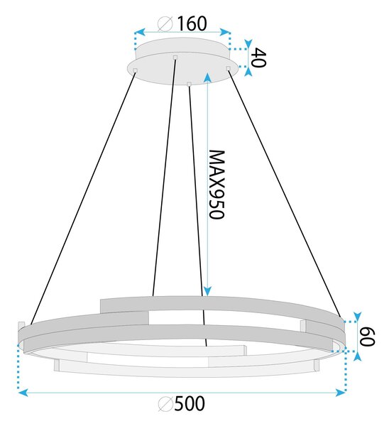 Lampă suspendată G127-CP 50cm GOLD