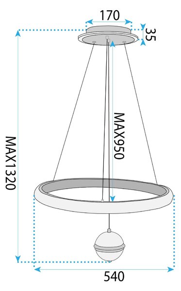 Lampă suspendată G142-CP 50cm GOLD