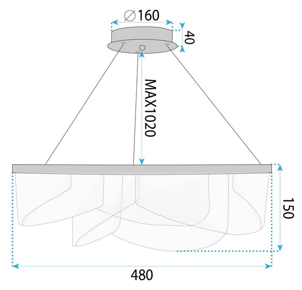 Lampă suspendată LED G138-CP 50cm Gold