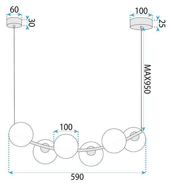 Lampă suspendată G133-6CP Gold