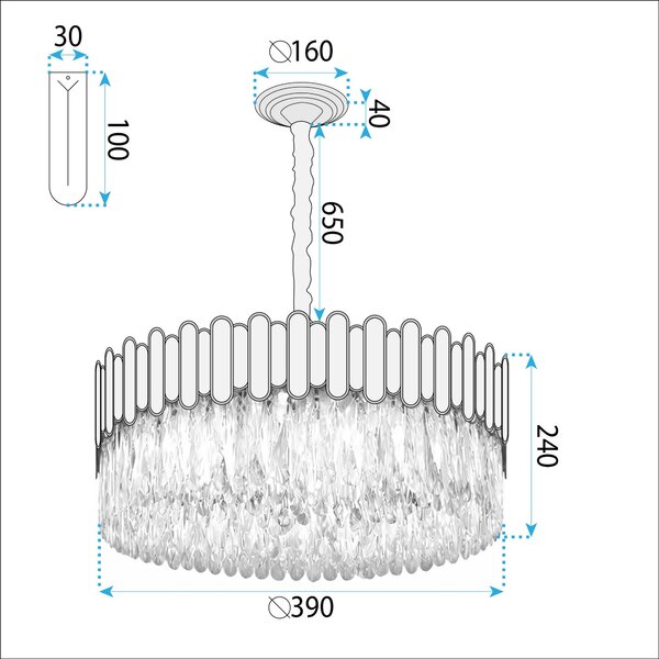 Lampă suspendată APP1746-4CP 40 cm Gold