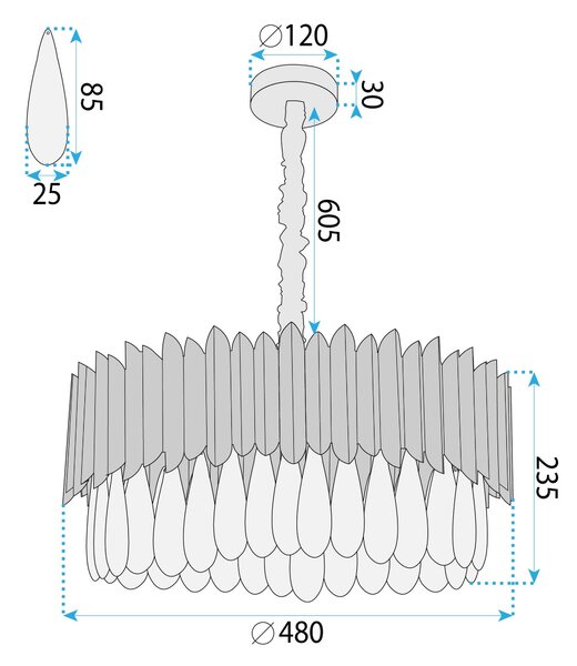 Lampă suspendată APP1657-8CP Black