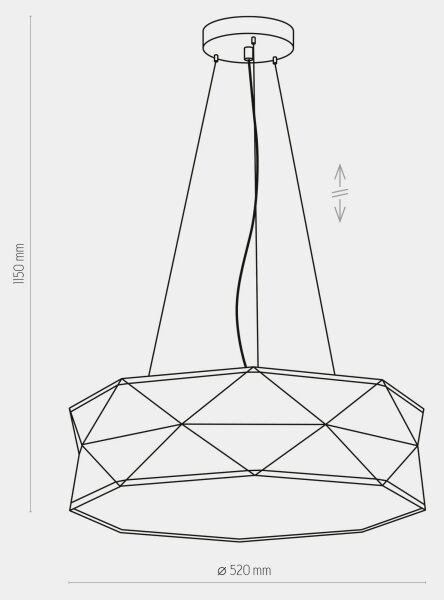 Lustră pe cablu KANTOOR 1xE27/15W/230V gri