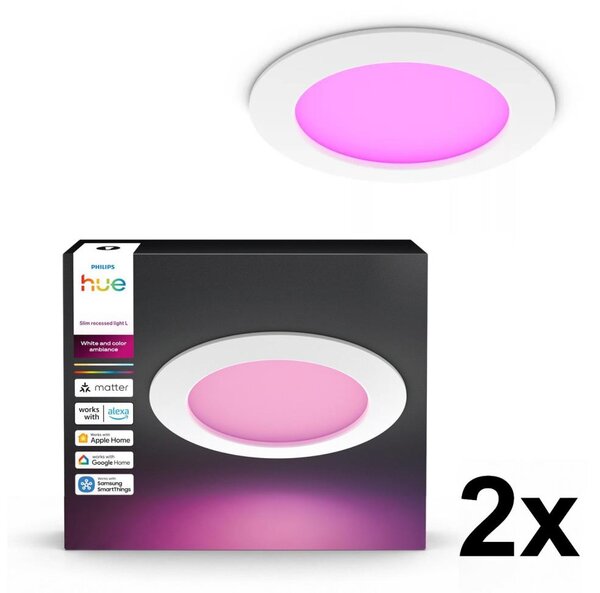 Philips - Set de 2 spoturi LED RGBW, dimabile, pentru baie, încorporate Hue SLIM LED/12W/230V IP44