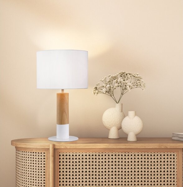 Lampă de masă CARROL 1xE27/40W/230V albă/maro