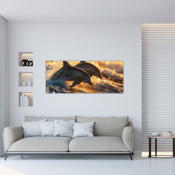 Tablou - Delfinii (120x50 cm)