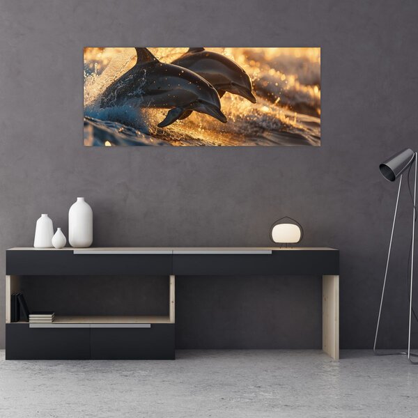 Tablou - Delfinii (120x50 cm)