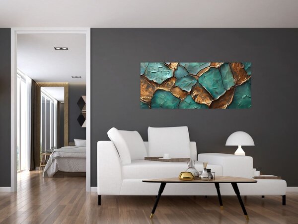 Tablou - Pictură verde-auriu (120x50 cm)