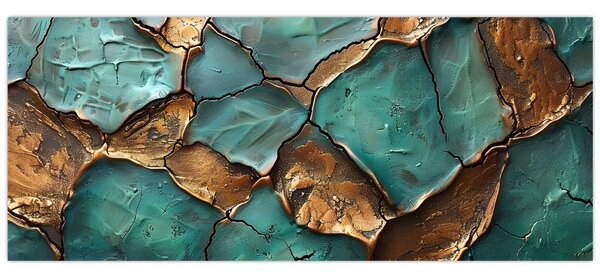 Tablou - Pictură verde-auriu (120x50 cm)