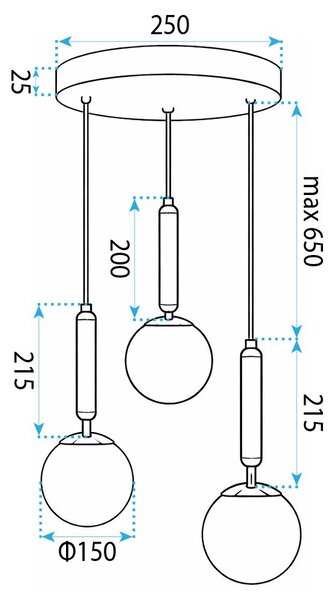 LAMPĂ DE TAVAN SUSPENDATĂ G179-3CP GOLD