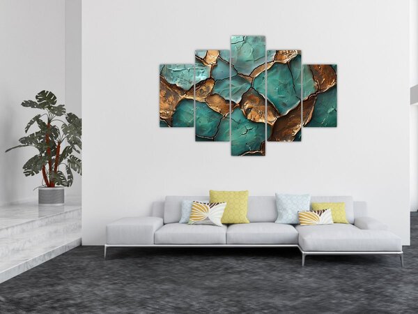 Tablou - Pictură verde-auriu (150x105 cm)