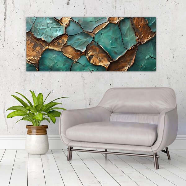 Tablou - Pictură verde-auriu (120x50 cm)