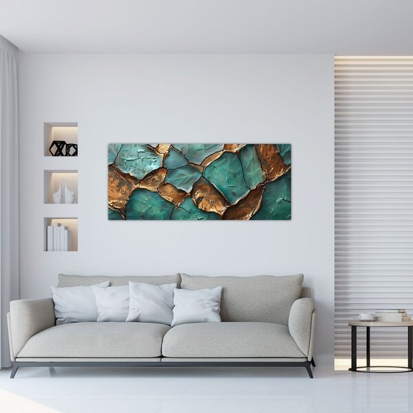 Tablou - Pictură verde-auriu (120x50 cm)