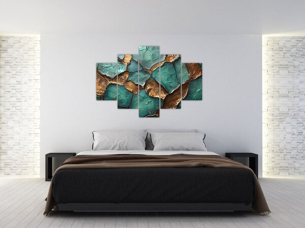 Tablou - Pictură verde-auriu (150x105 cm)