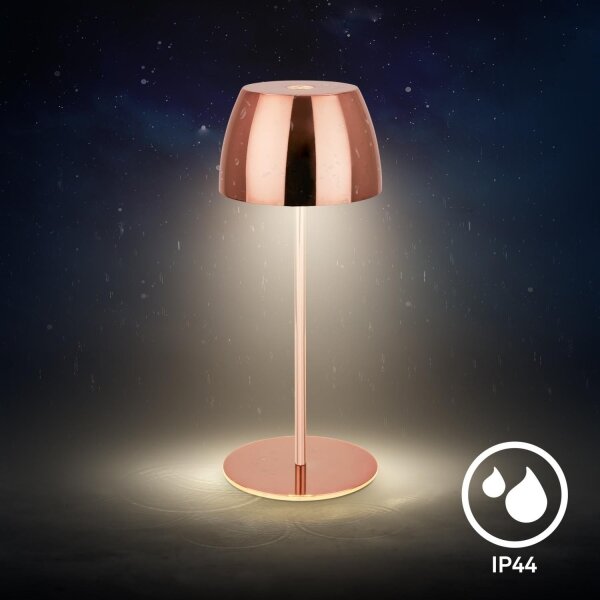 Briloner - Lampă de masă LED MINI, reîncărcabilă, dimabilă, cu comutare tactilă, pentru exterior LED/2,5W/5V IP44 1800 mAh, finisaj cupru
