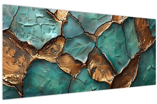 Tablou - Pictură verde-auriu (120x50 cm)