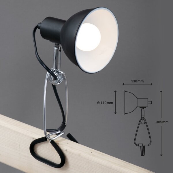Briloner 2790-015 - Lampă cu clemă FIX 1xE14/8W/230V negru/crom lucios