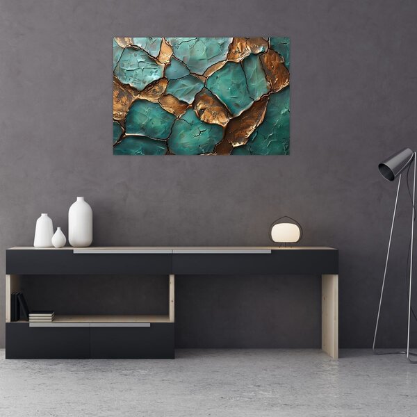 Tablou - Pictură verde-auriu (90x60 cm)