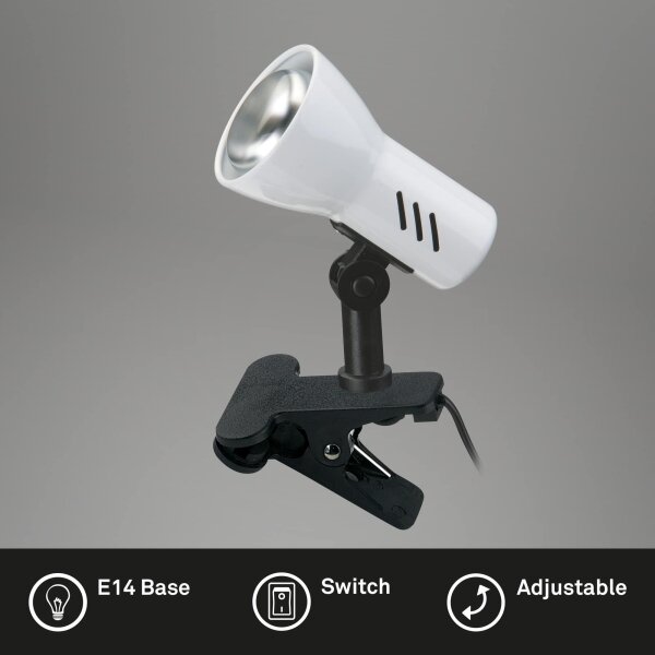 Briloner 2794/016P - Lampă cu clemă 1xE14/40W/230V negru/alb