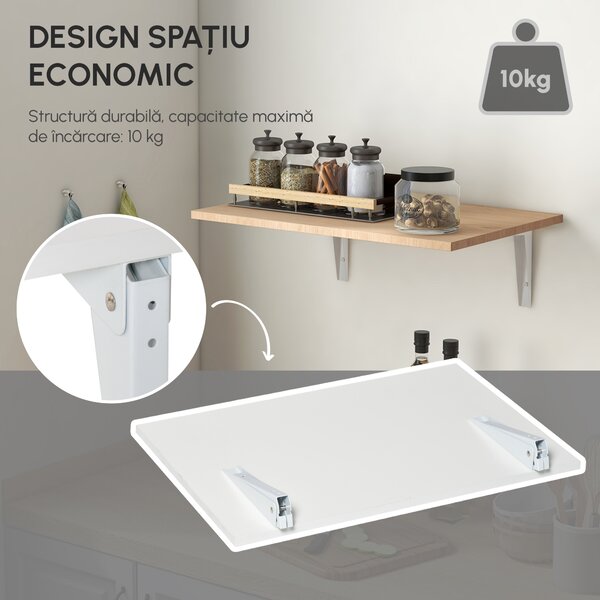 Masuta de perete rabatabila HOMCOM, din MDF pentru Studio, Bucatarie, 60x40x20cm | Aosom Romania